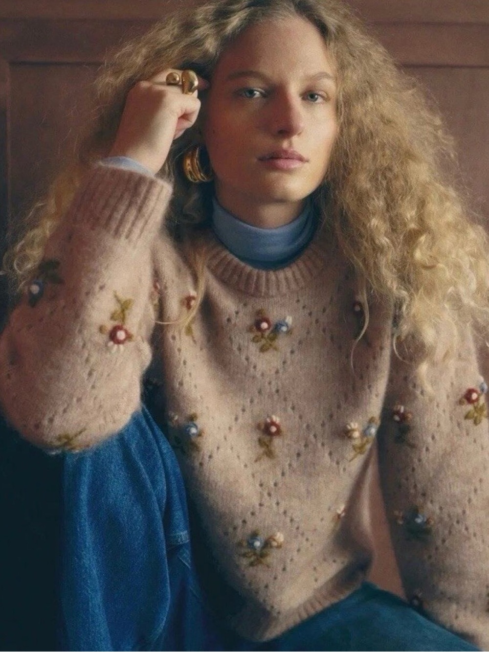 Sézane x Antoinette Poisson Guillaume 3D flower sweater